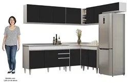 Armário de Cozinha Modulado de Canto 7 Peças CP24 com Pia Inox Branco/