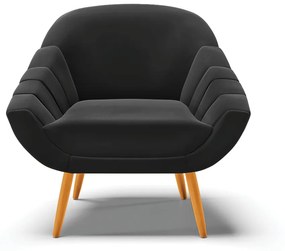 Kit 02 Poltronas Giovana Suede Preto Pés Palito Castanho - Indo Decorar