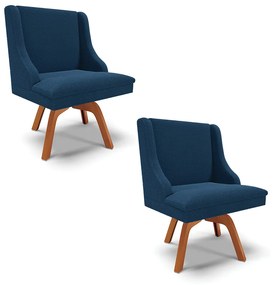 Cadeira Sala de Jantar Giratória MM35 kit 2 Liz Bouclê D03 - D'Rossi - Azul