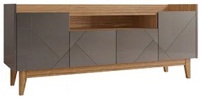 Rack Adria 1.60 Cinza Perola/Noce - Casa D Móveis
