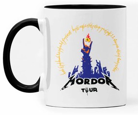 Caneca Mordor Tour Senhor dos Anéis Branca com Alça Preta