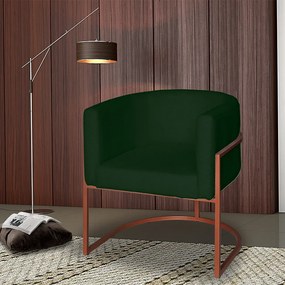 Poltrona Base Industrial Bronze Sala de Estar Lety Veludo - Verde