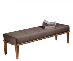 Recamier Decorativo 140cm Martínez Linho Pés Madeira Marrom/Natural G62 - Gran Belo