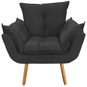 Poltrona Decorativa Opala Pés Palito Suede Preto - Sheep Estofados - Preto