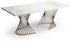 Mesa de Jantar Adda Retangular Tampo Vidro Base Tubular Metálica