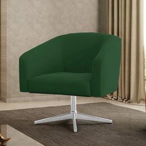Poltrona Decorativa Giratória Cromada Stella Veludo D03 - D'Rossi - Verde