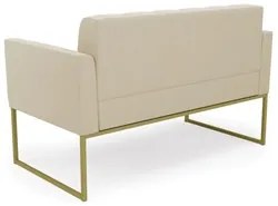 Sofá Namoradeira e 1 Poltrona Base Industrial Dourado Ana Suede Bege -