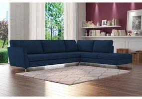 Sofá de Canto Chaise Direito 287 cm Olívia Suede Azul G52 - Gran Belo