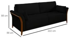 Kit Sofá Living 3 Lugares e Poltrona 102cm Pés Madeira Roya Z32 Veludo