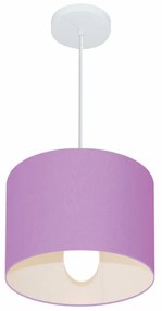 Lustre Pendente Cilíndrico Md-4054 Cúpula em Tecido 30x21cm Lilás - Bivolt