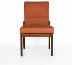 Conjunto 2 Cadeiras De Jantar Aurora Base Madeira Maciça Estofada Suede Telha