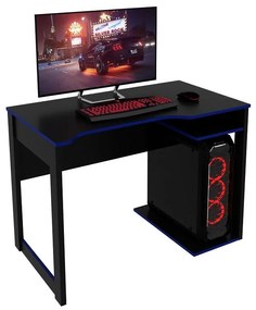 Mesa Gamer Escrivaninha Home Office Nicho Preto Azul
