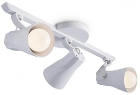 Kit-4 Spot Trilho Triplo Octa 3 Sobrepor Direcionável E-27 Branco