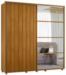 Guarda Roupa Casal 230cm Com Espelho Verbena Cinamomo Z10 - Mpozenat