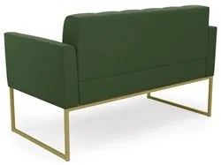 Sofá Namoradeira e 1 Poltrona Base Industrial Dourado Ana Suede Verde