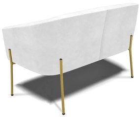 Namoradeira e 2 Poltronas Pé de Ferro Dourado Stella Sintético PU D03 - D'Rossi - Branco