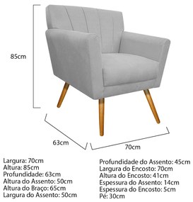 Poltrona Laura Pés Palito Mel Suede Branco - ADJ Decor