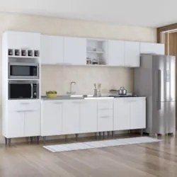 Armário de Cozinha CP06 Com Pia 150cm Pérola Z34 Branco     - Mpozenat