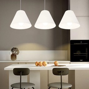Lustre Pendente Cone Md-4028 Cúpula em Tecido 25/30x12cm Branco - Bivolt
