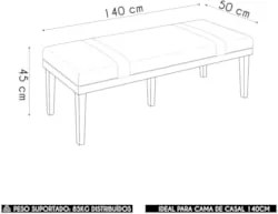 Recamier Puff Estofado Casal 140cm Shiva Boucle Bege Z04 - Mpozenato