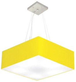 Lustre Pendente Quadrado Md-4032 Cúpula em Tecido 15/50x50cm Amarelo - Bivolt