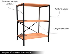 Sapateira Industrial Multiuso Basilico 3 Prateleiras Preto/Demolição G79 - Gran Belo