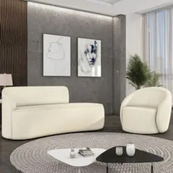 Sofá 3 Lugares 180cm Wendi e Poltrona Steve Linho Bege I01  - Mpozenat