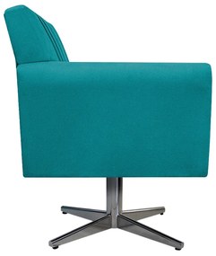 Poltrona Laura Base Giratória de Metal Suede Azul Turquesa - ADJ Decor
