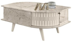 Mesa de Centro Decorativa Marion MDP 2 Portas Deslizantes Calacata/OffWhite G97 - Gran Belo