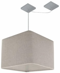 Lustre Pendente Quadrado Com Desvio Md-4269 Cúpula em Tecido 30/40x40cm Rustico Cinza - Bivolt