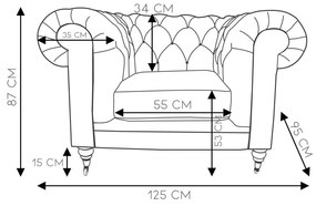 Poltrona Decorativa Sala de Estar Chesterfield Duo Couro Conhaque Brilho G40 - Gran Belo