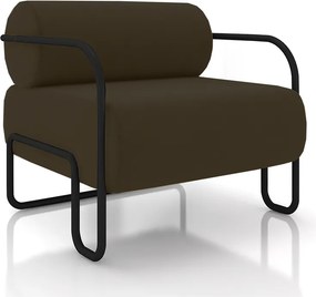 Poltrona Decorativa Sala de Estar Polatsk Base Industrial de Ferro Veludo Marrom G33 - Gran Belo