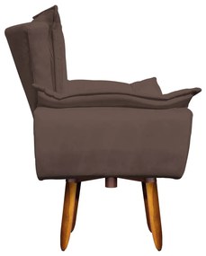 Kit Poltrona Opala Com Puff Opala Suede Base Giratoria Pés Palito D03 - D'Rossi - Marrom