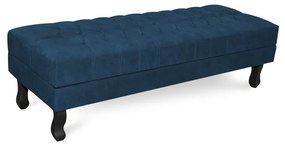 Puff Baú Decorativo Capitonê Luis XV 90x40cm Suede Azul - Sheep Estofados - Azul escuro