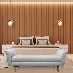 Recamier Olinda Suede 160 cm Pés Chanfrado Castanhos - D'Rossi - Cinza