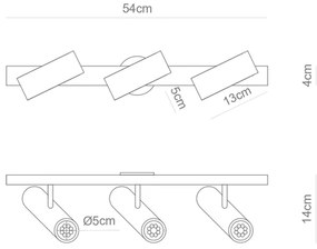 Spot Sobrepor Aluminio Acrilico 54X14cm - BRANCO