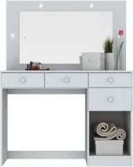 Penteadeira Camarim com Espelho e LED Claires Branco - Henn