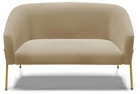 Sofá 2 Lugares Namoradeira Pé de Ferro Dourado Stella Suede D03 - D'Rossi - Marrom Rato