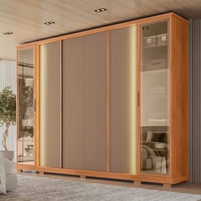 Guarda Roupa Estância Casal Ripado com 6 Portas e 4 Gavetas MDF  Freijo/Sued G11- Gran Belo