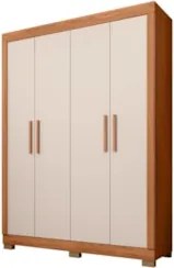 Guarda Roupa Solteiro 154cm Com 4 Portas Brasid Freijó/Off C01 - Mpoze