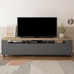 Rack Tv 75 Pol 200cm com 2 Portas Abel Carvalho/Grafite A09 - Mpozenat