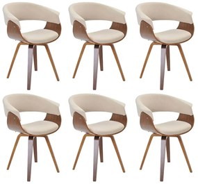 Kit 06 Cadeiras Decorativas para Sala de Jantar Ohana Fixa Linho Bege G56 - Gran Belo