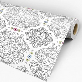 Papel de Parede arabesco preto e branco com detalhes