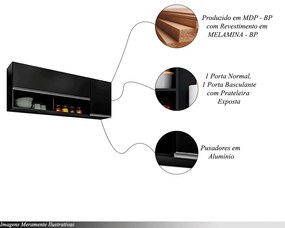 Armário Aéreo Dodoma MDP/BP Preto G96 - Gran Belo