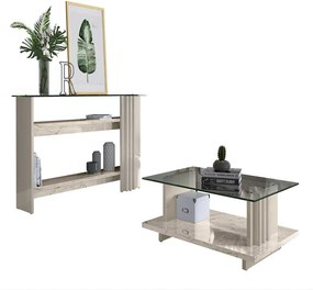 Conjunto Aparador e Mesa de Centro Gusmao MDP 2 Portas Calacata/OffWhite G97 - Gran Belo