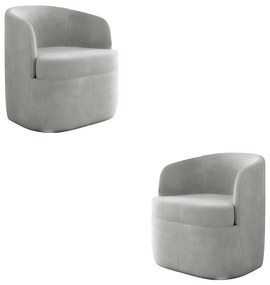 Kit 2 Poltronas Decorativas Design Moderno Bel Sala de Estar Base Giratória Veludo Cinza G33 - Gran Belo