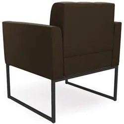 Sofá Namoradeira e 2 Poltronas Base Industrial Preto Ana Suede Marrom