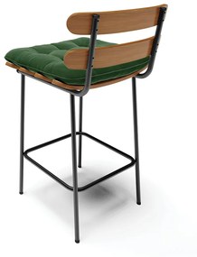 Banqueta Costela Suede Base Metálica Preto - DRossi - Verde