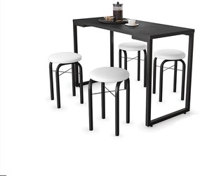 Mesa de Cozinha Industrial Porto Preto 120 cm com 04 Banquetas Manu Corino Branco - D'Rossi