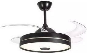 Ventilador De Teto Air Sound Preto Pás Retrátil Led 30W Multicolor Biv... (Preto)